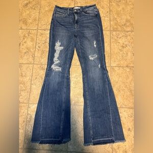 Flying Monkey Flare Jeans in Distressed Blue